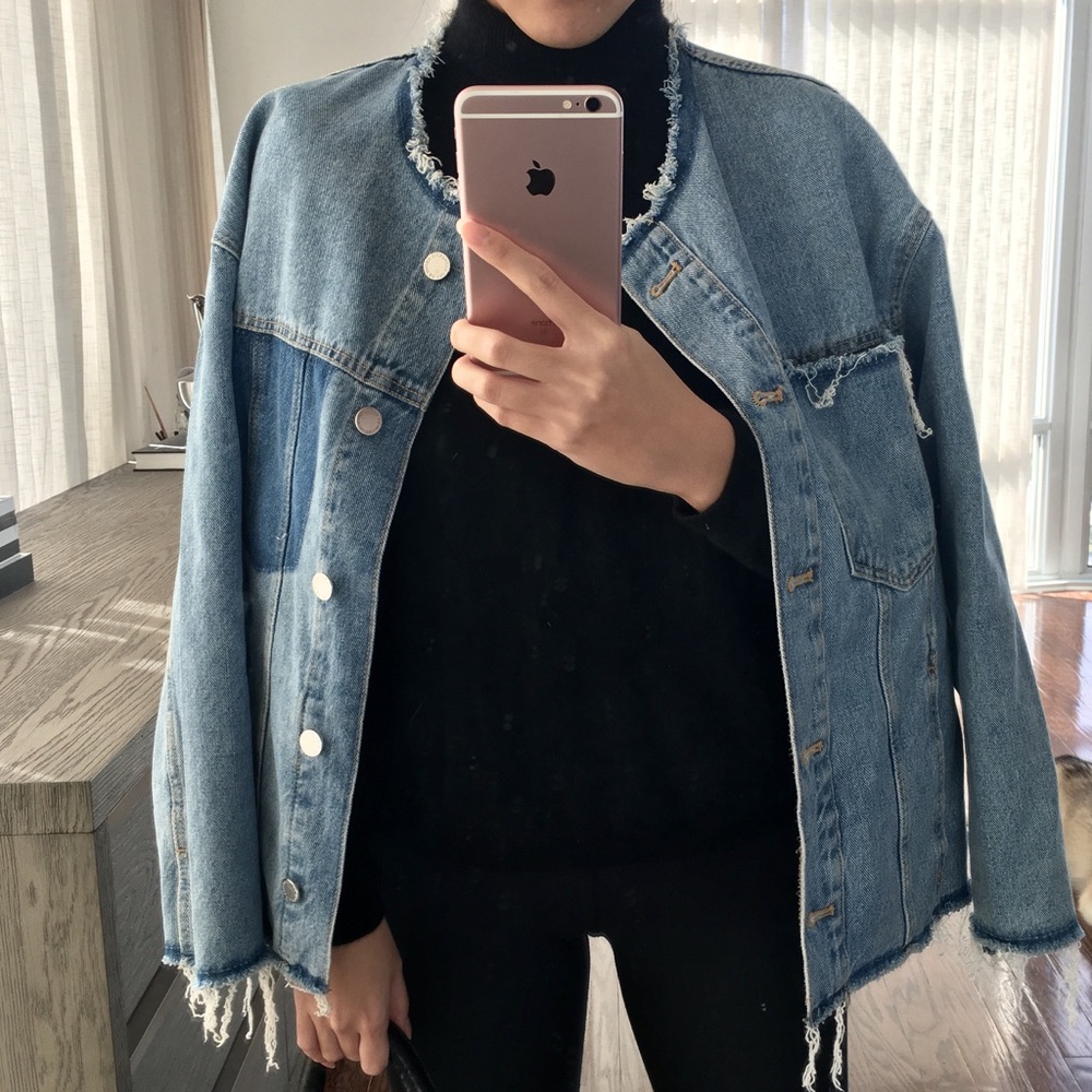 Zara Destroyed Denim Jacket